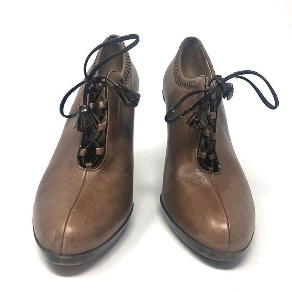 SALVATORE Ferregamo Brown Leather Lace Up Shoe Boots Size 6 C (Narrow) - Picture 5 of 14